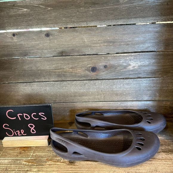 CROCS Shoes - Womens Crocs Kadee‎ Brown Comfort Casual Cutout Ballet Flats Shoes Size 8 M GUC